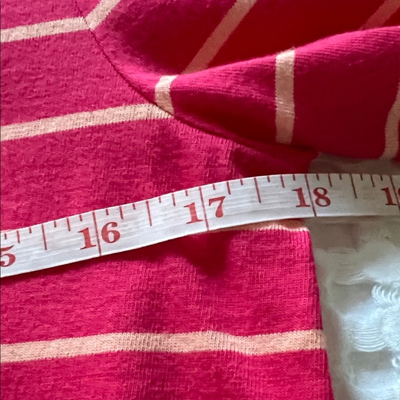 Talbots Hot Pink & White Striped V-Neck Tie-Sleeve Top NWT Size MP - Picture 11 of 13